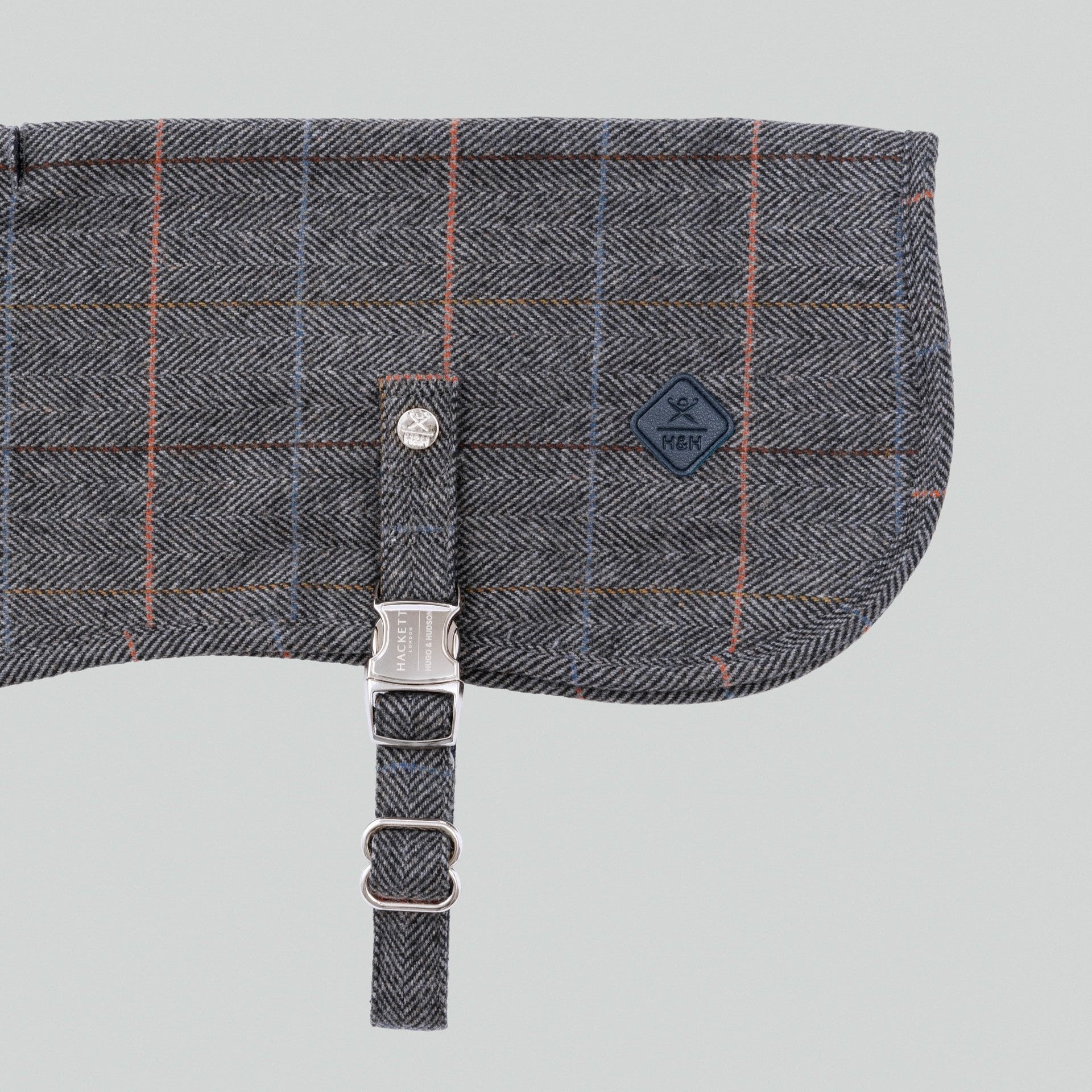 Hugo & Hudson X Hackett Grey Checked Herringbone Tweed Dog Jacket