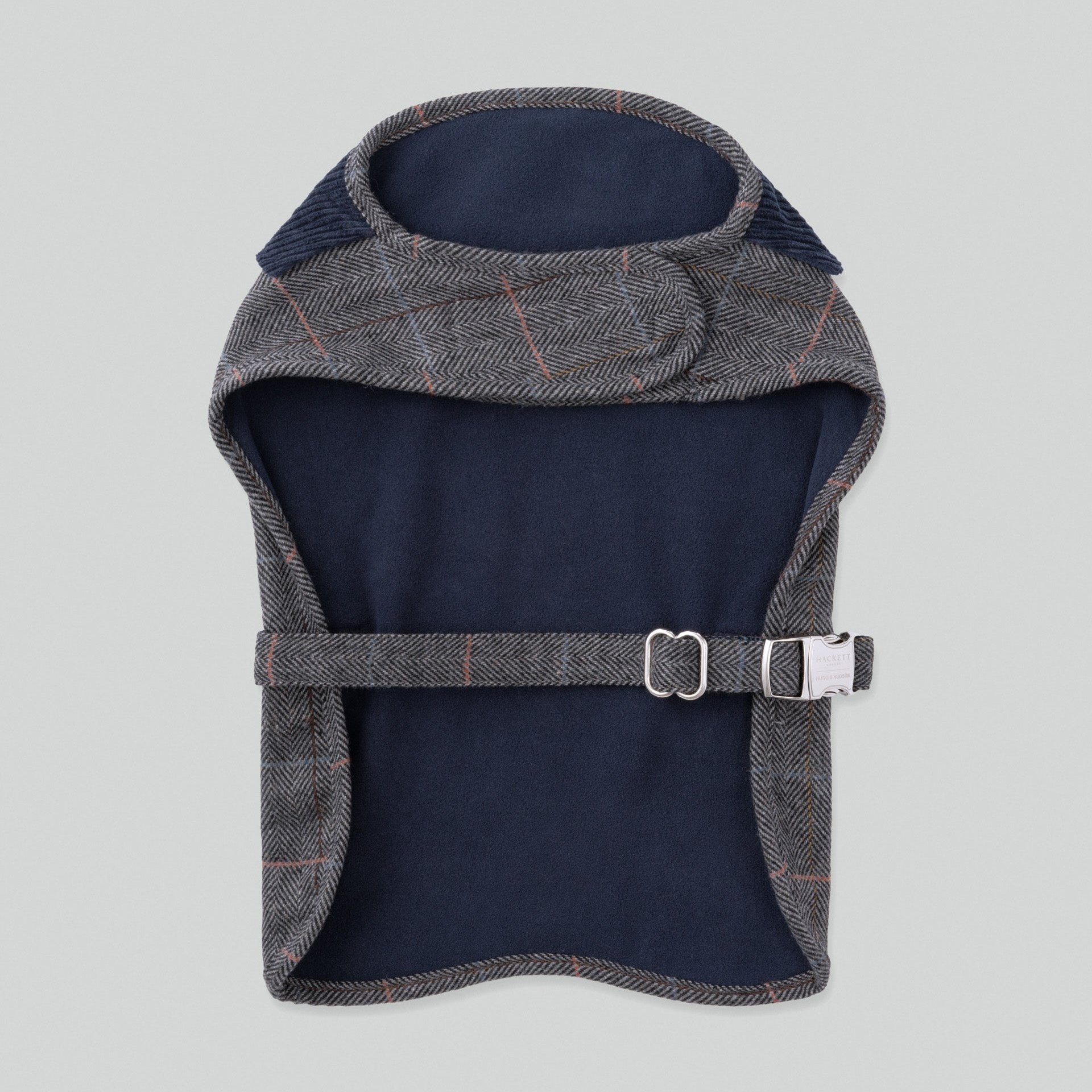 Hugo & Hudson X Hackett Grey Checked Herringbone Tweed Dog Jacket