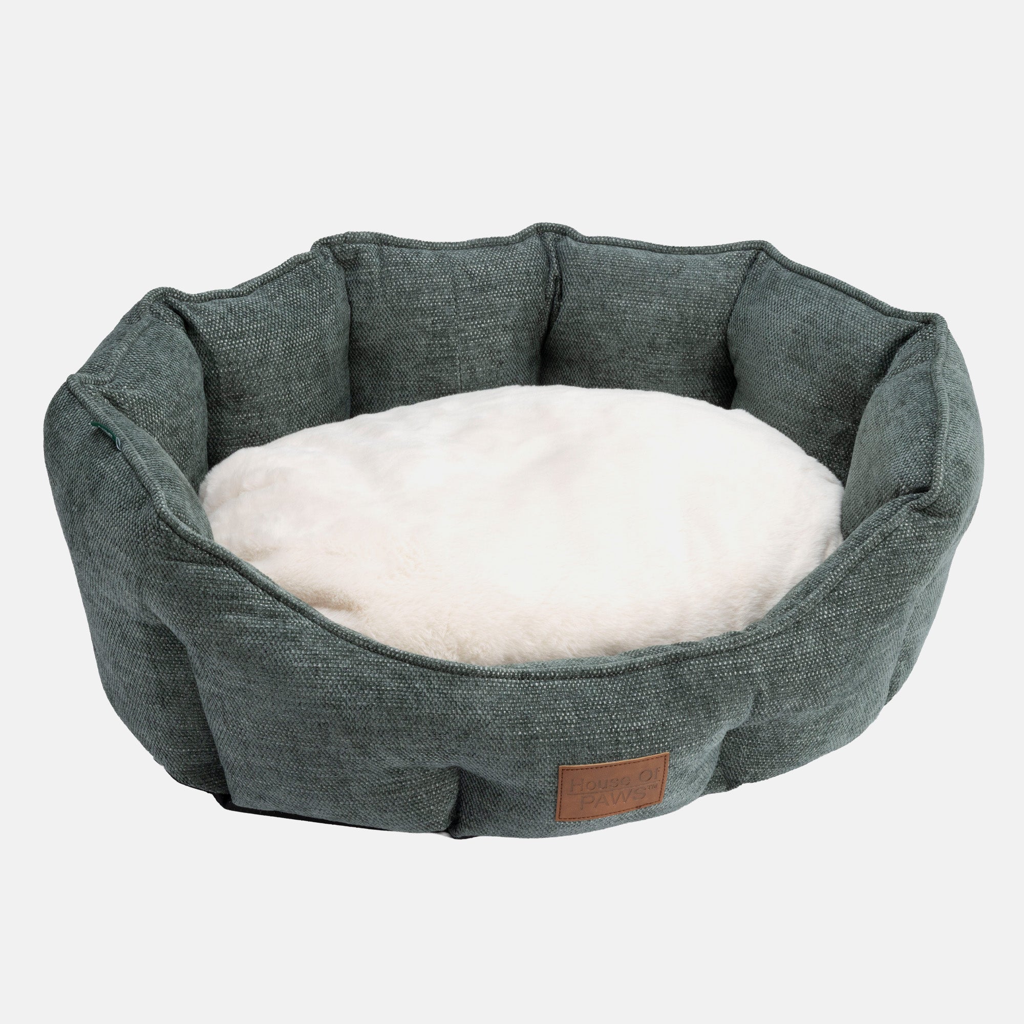 House Of Paws Green Chenille Oval Nesting Dog Bed