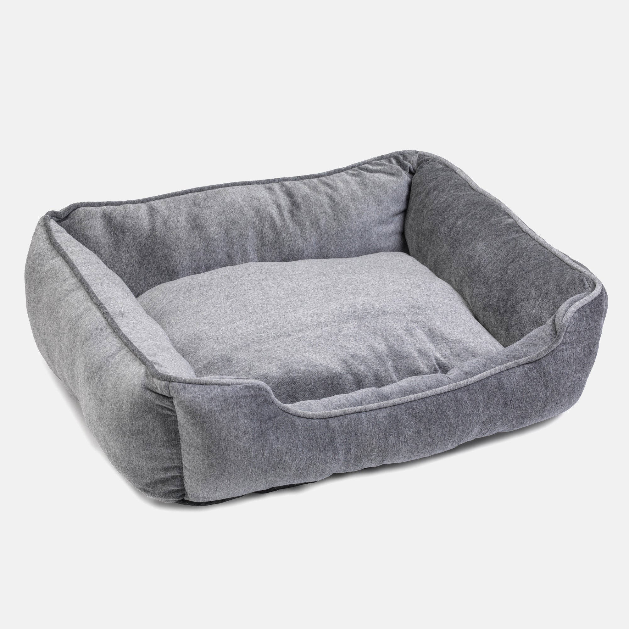 House Of Paws Grey Velvet Rectangle Dog Bed