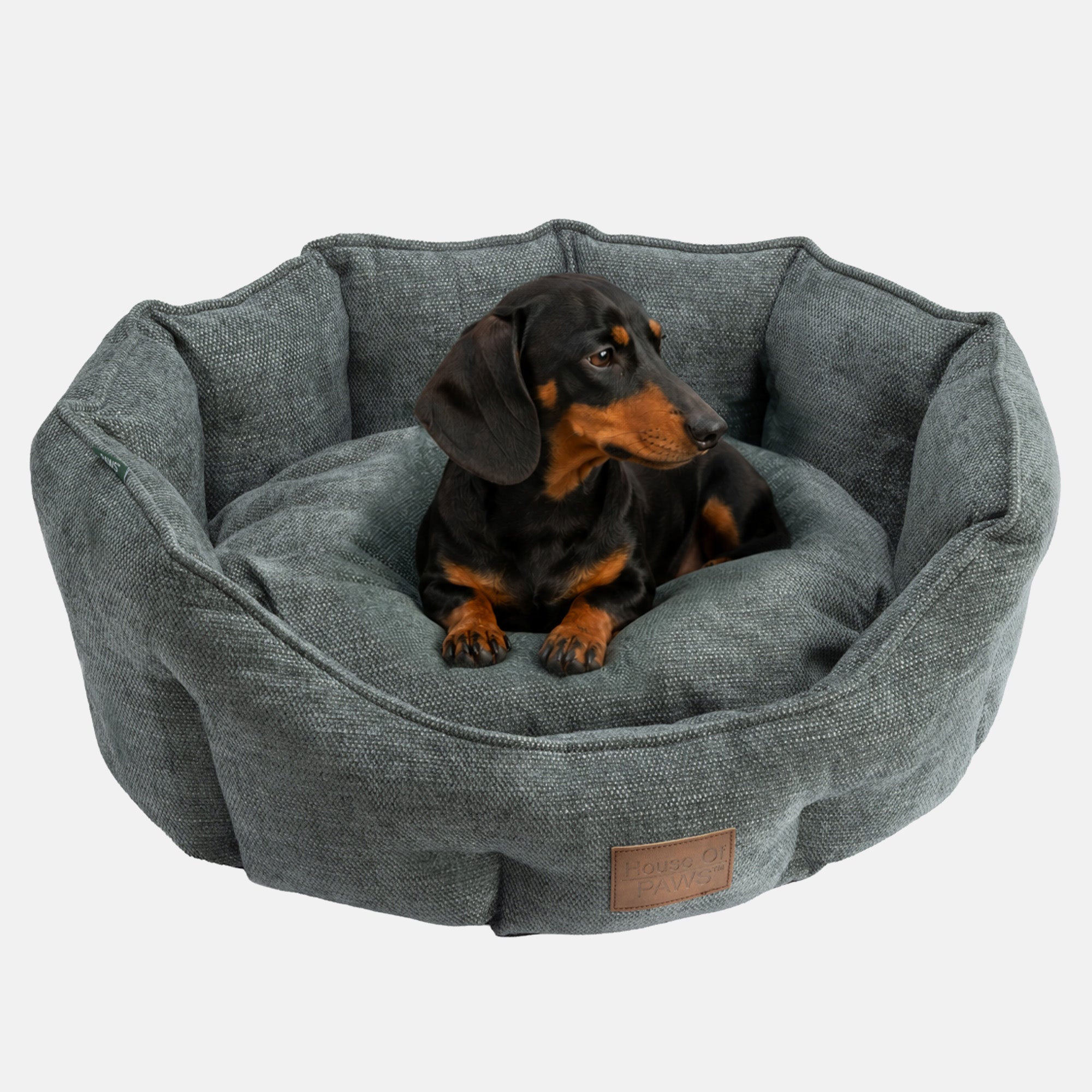 House Of Paws Green Chenille Oval Nesting Dog Bed