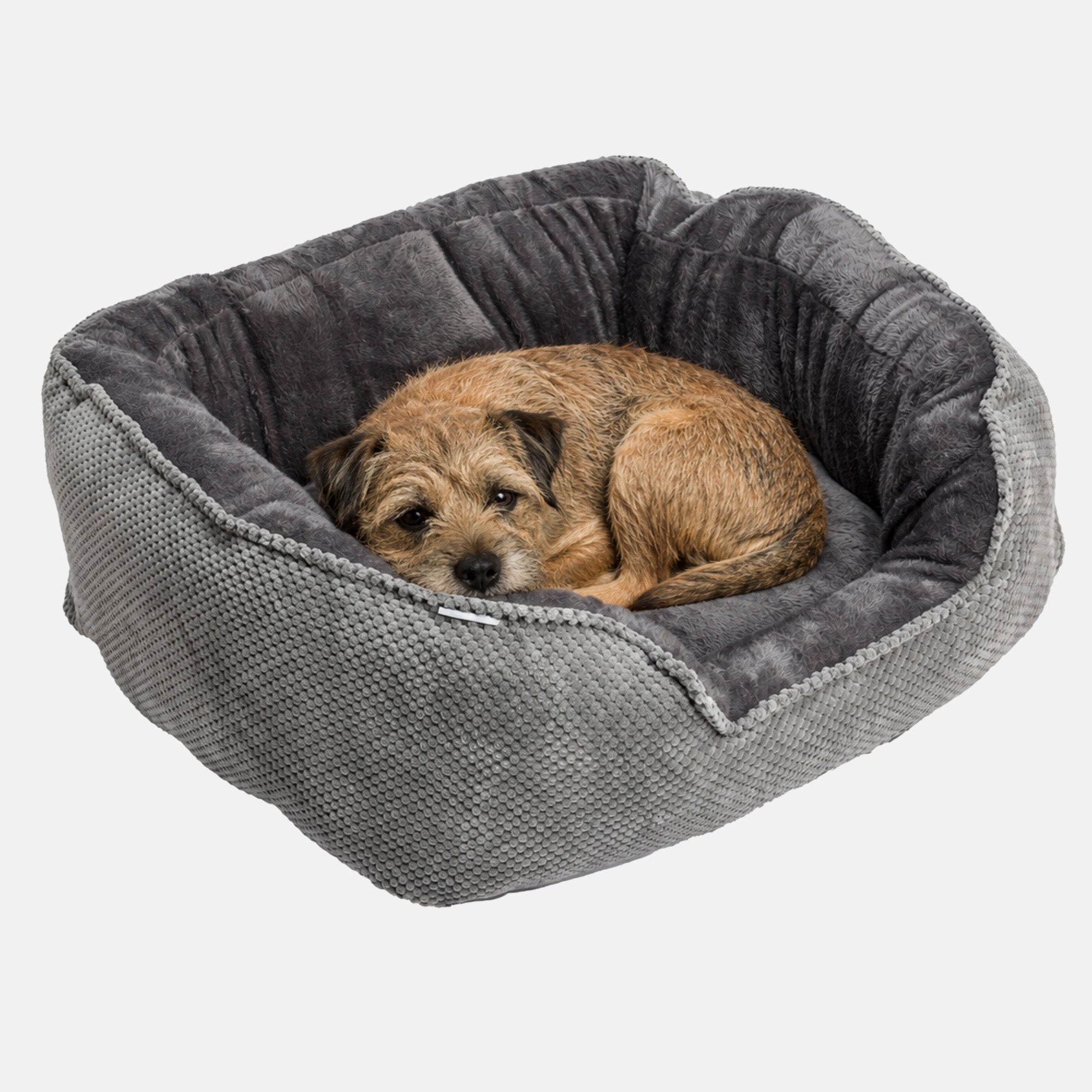 House Of Paws Grey Plush Rectangle Snuggle Dog Bed