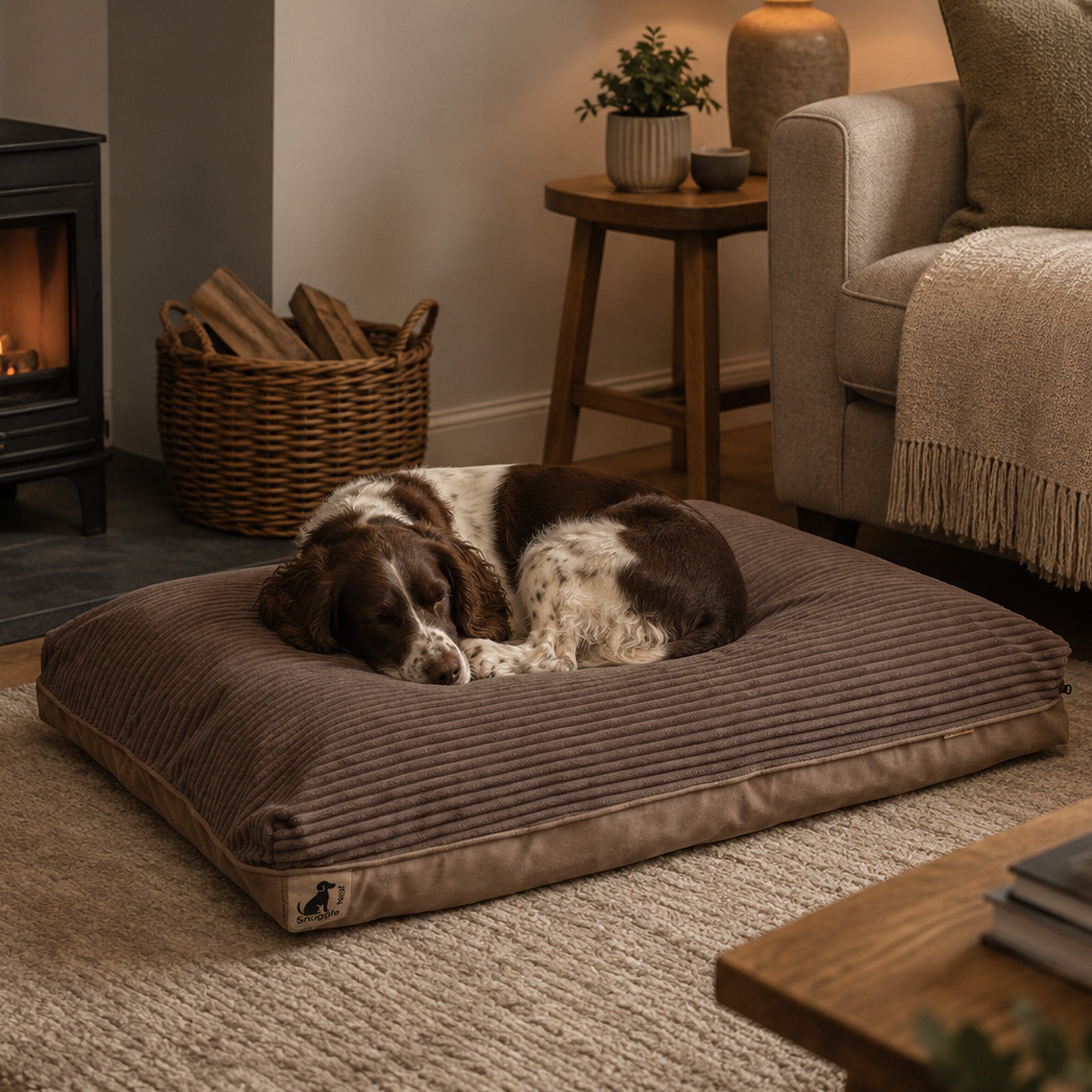 House Of Paws Mocha Cord Memory Foam Cushion Dog Bed