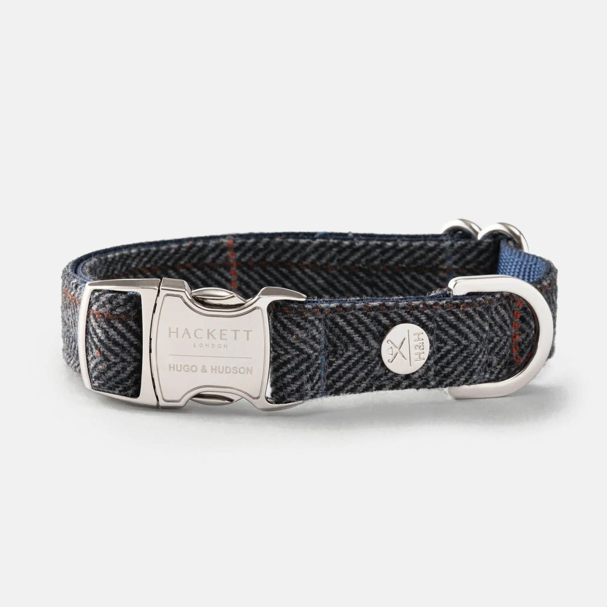 Hackett X Hugo & Hudson Grey Checked Herringbone Tweed Dog Collar