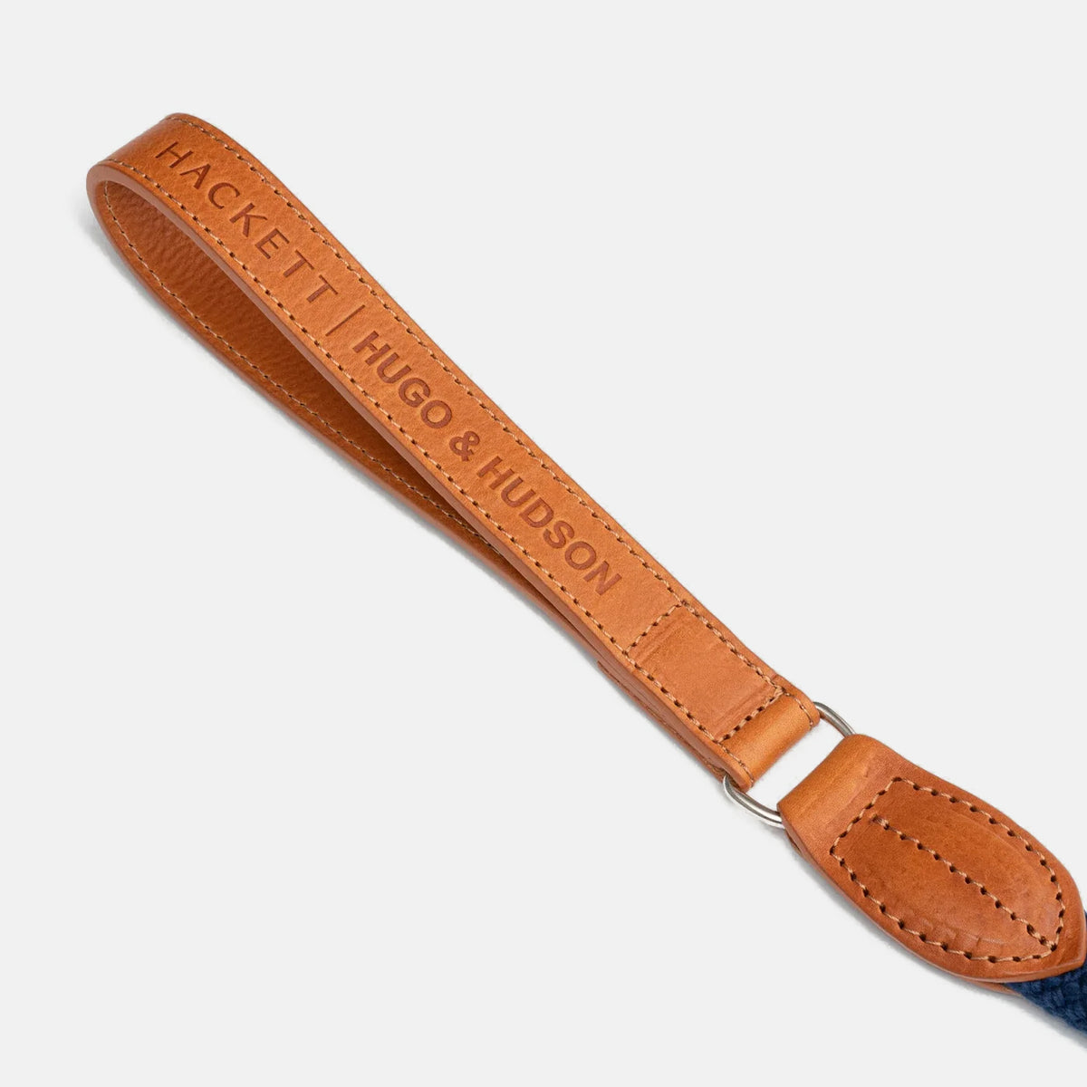 Hackett X Hugo & Hudson Navy Round Rope & Cognac Leather Dog Lead