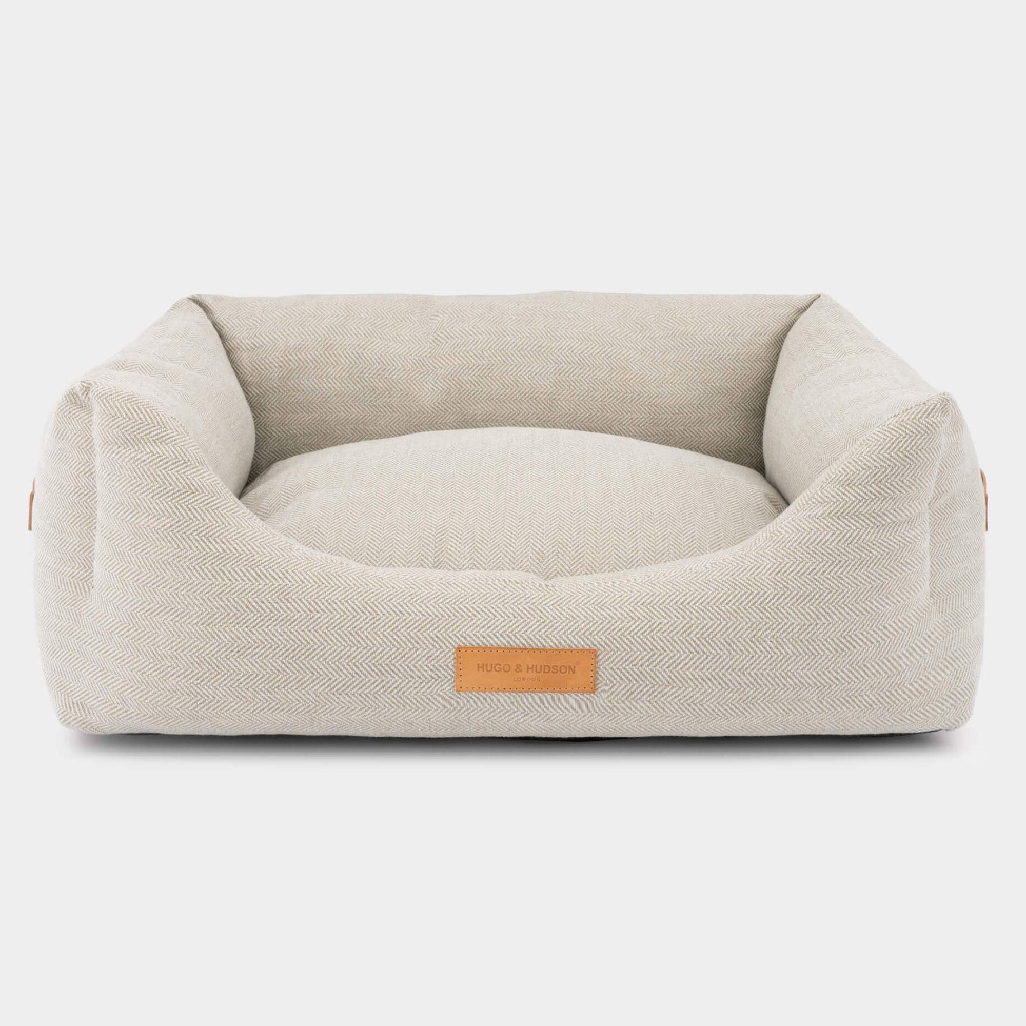 Hugo & Hudson Sand Herringbone Dog Bed