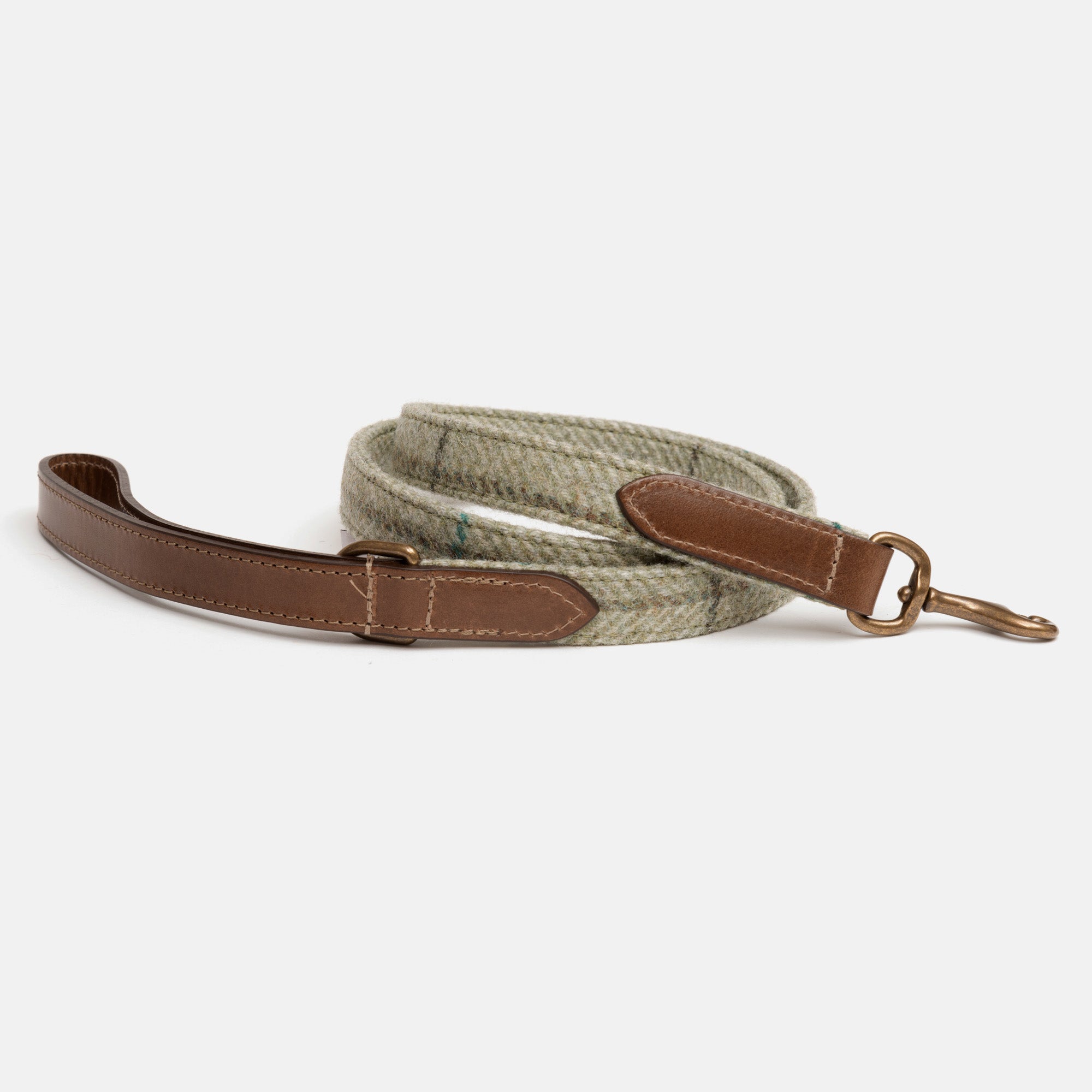 Willow Check Tweed & Leather Dog Lead