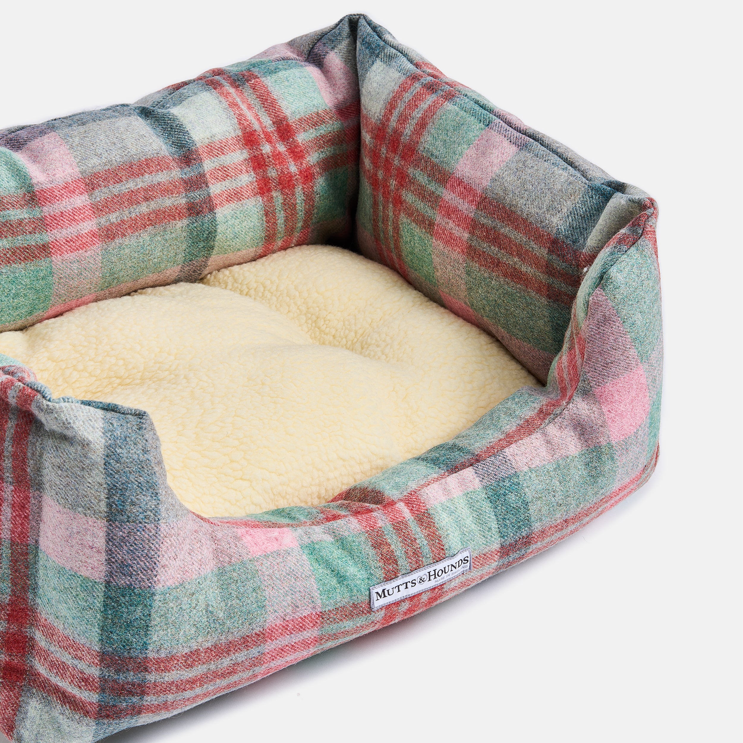 Macaroon Check Tweed Boxy Dog Bed