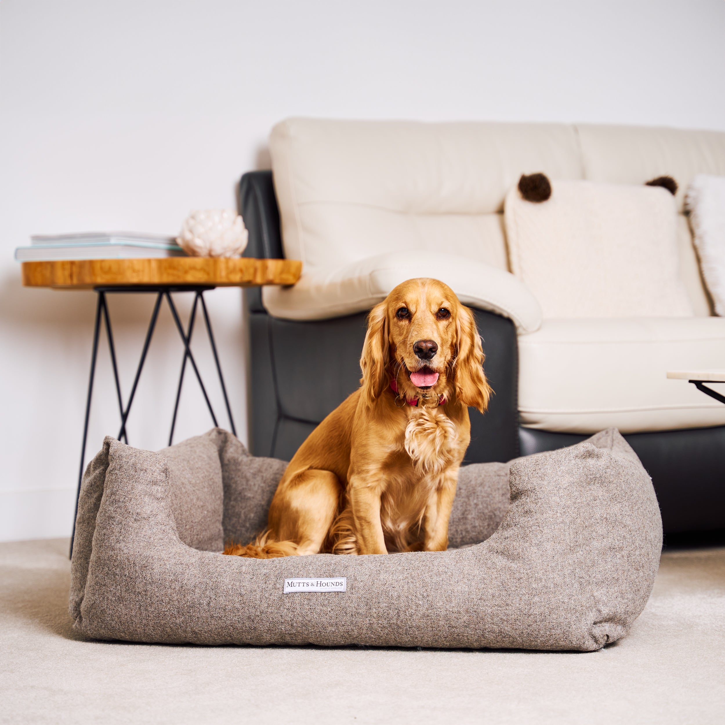 Grey Tweed Boxy Dog Bed