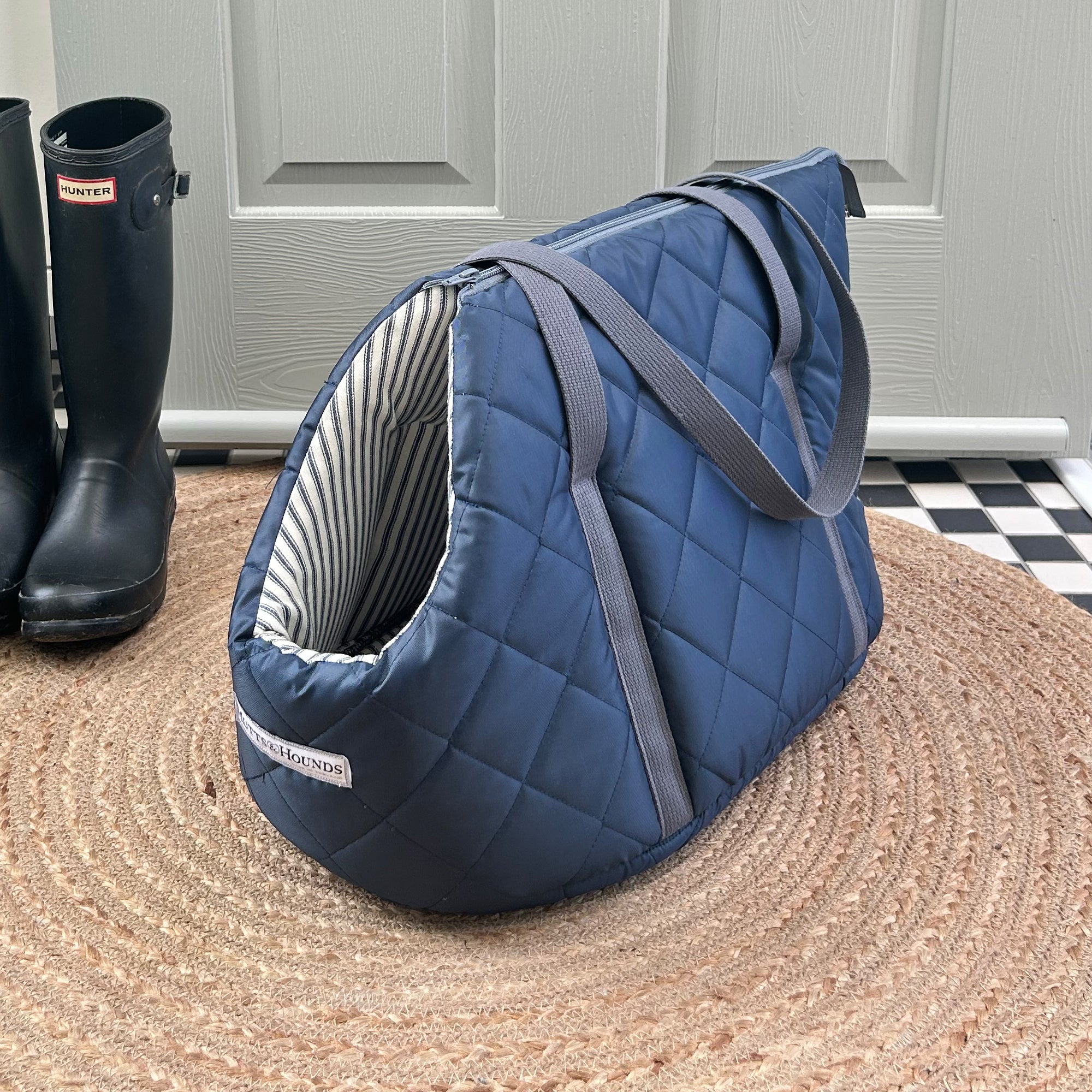 Navy Quilted Dog Carrier