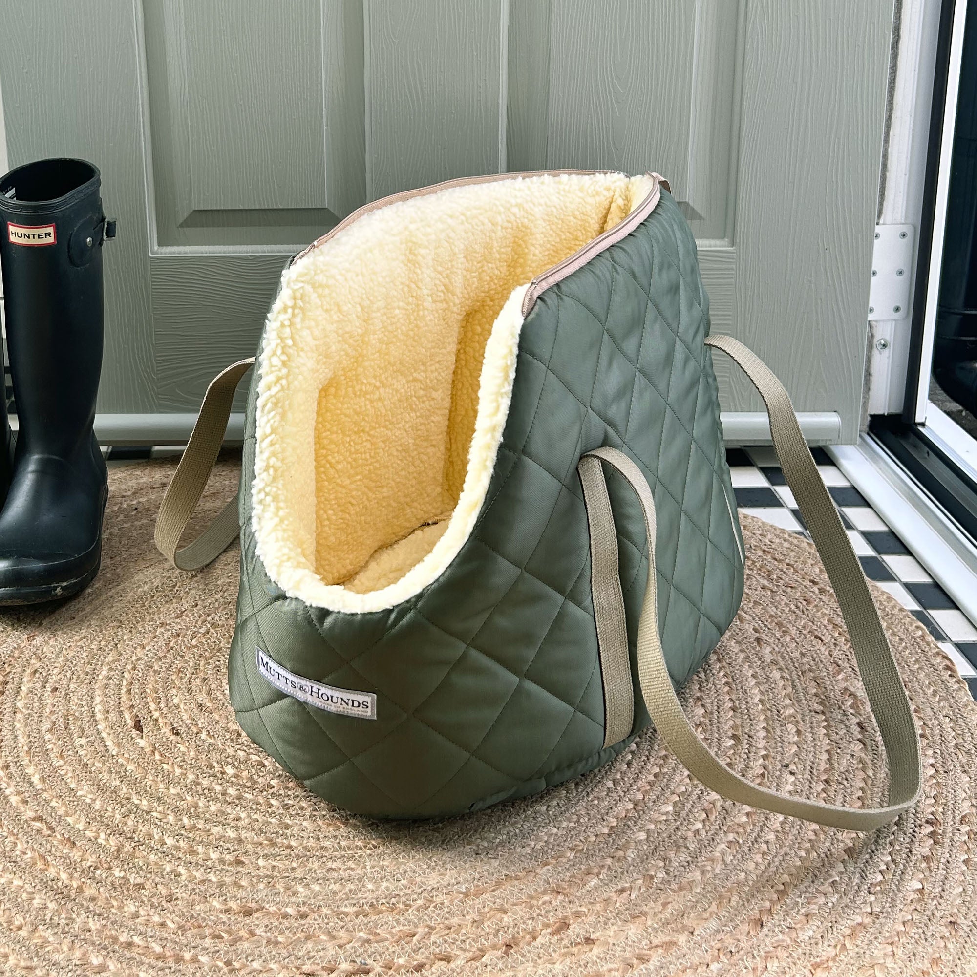 Olive Quilted Dog Carrier