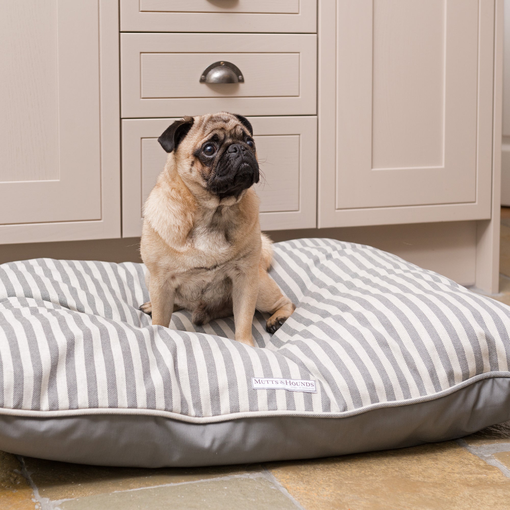 Flint Stripe Brushed Cotton Pillow Dog Bed