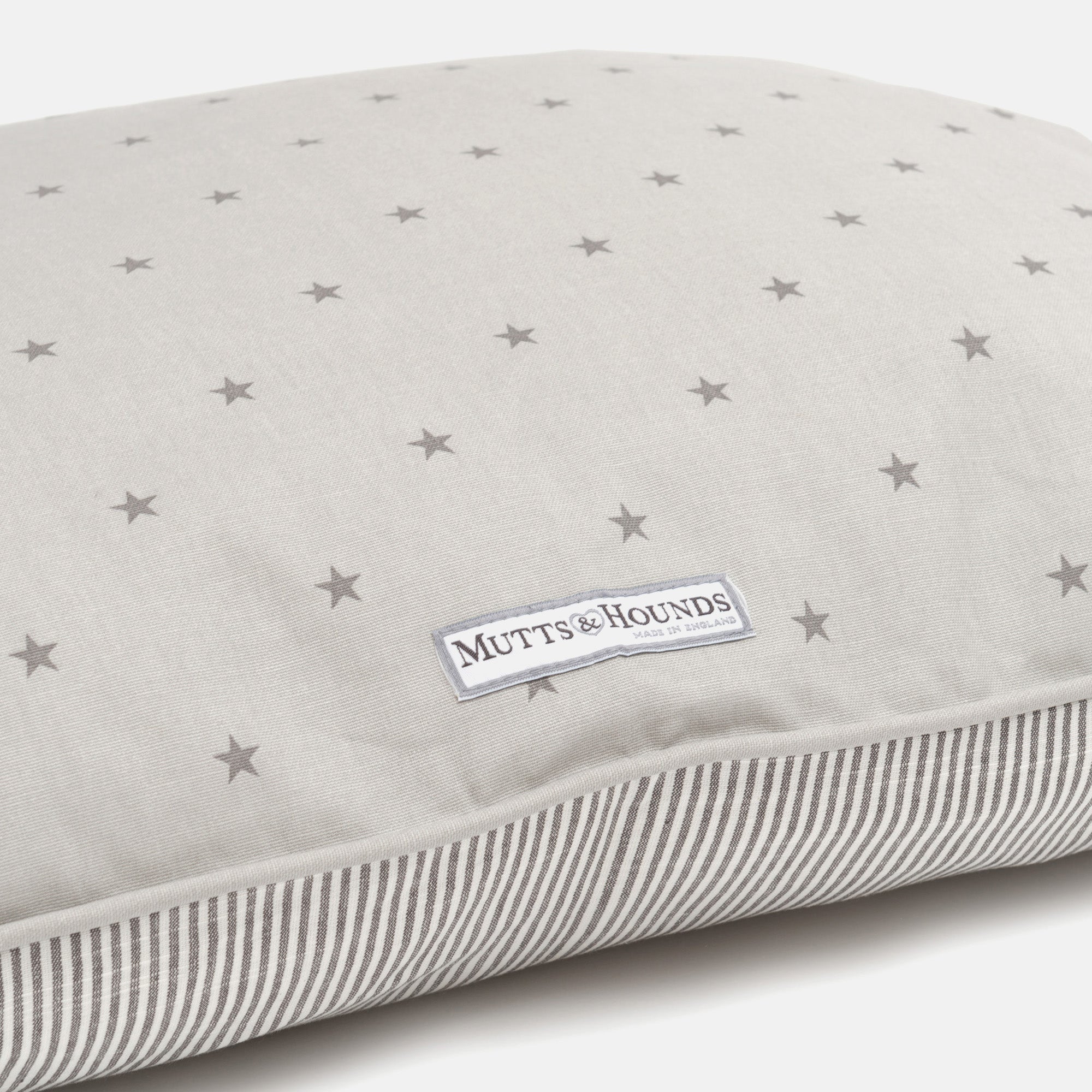 Grey Stars & Charcoal Stripe Pillow Dog Bed
