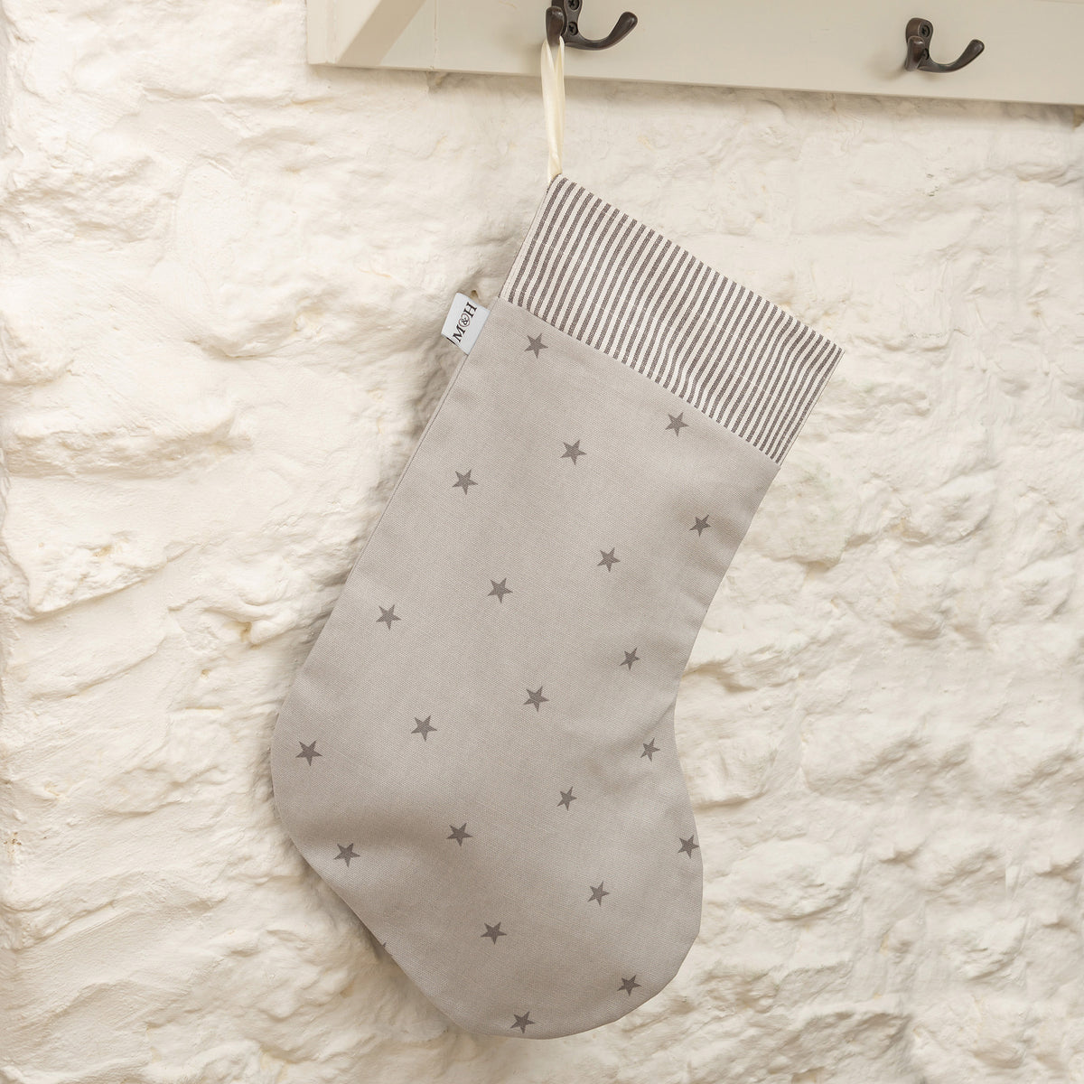 Grey Stars Christmas Stocking