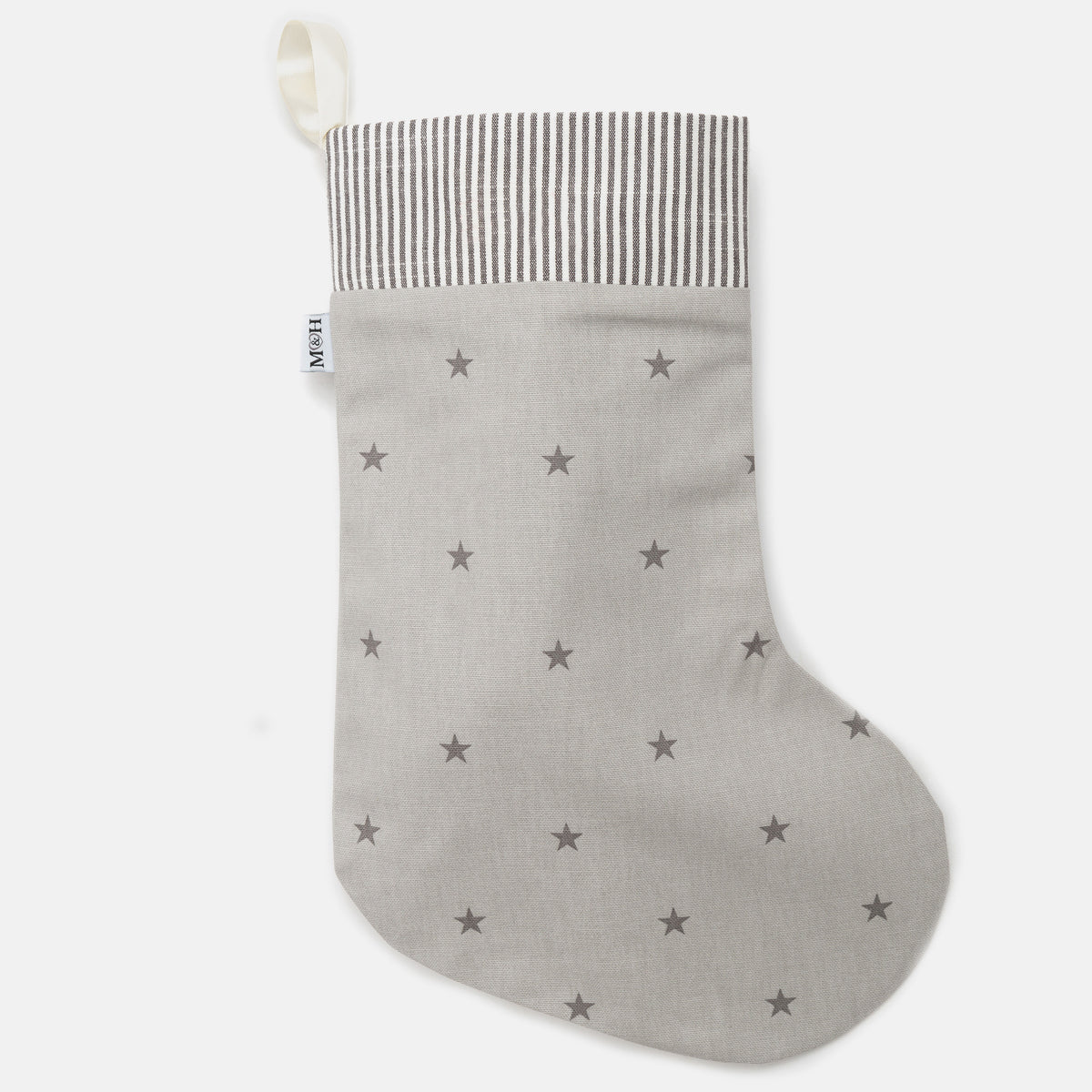 Grey Stars Christmas Stocking
