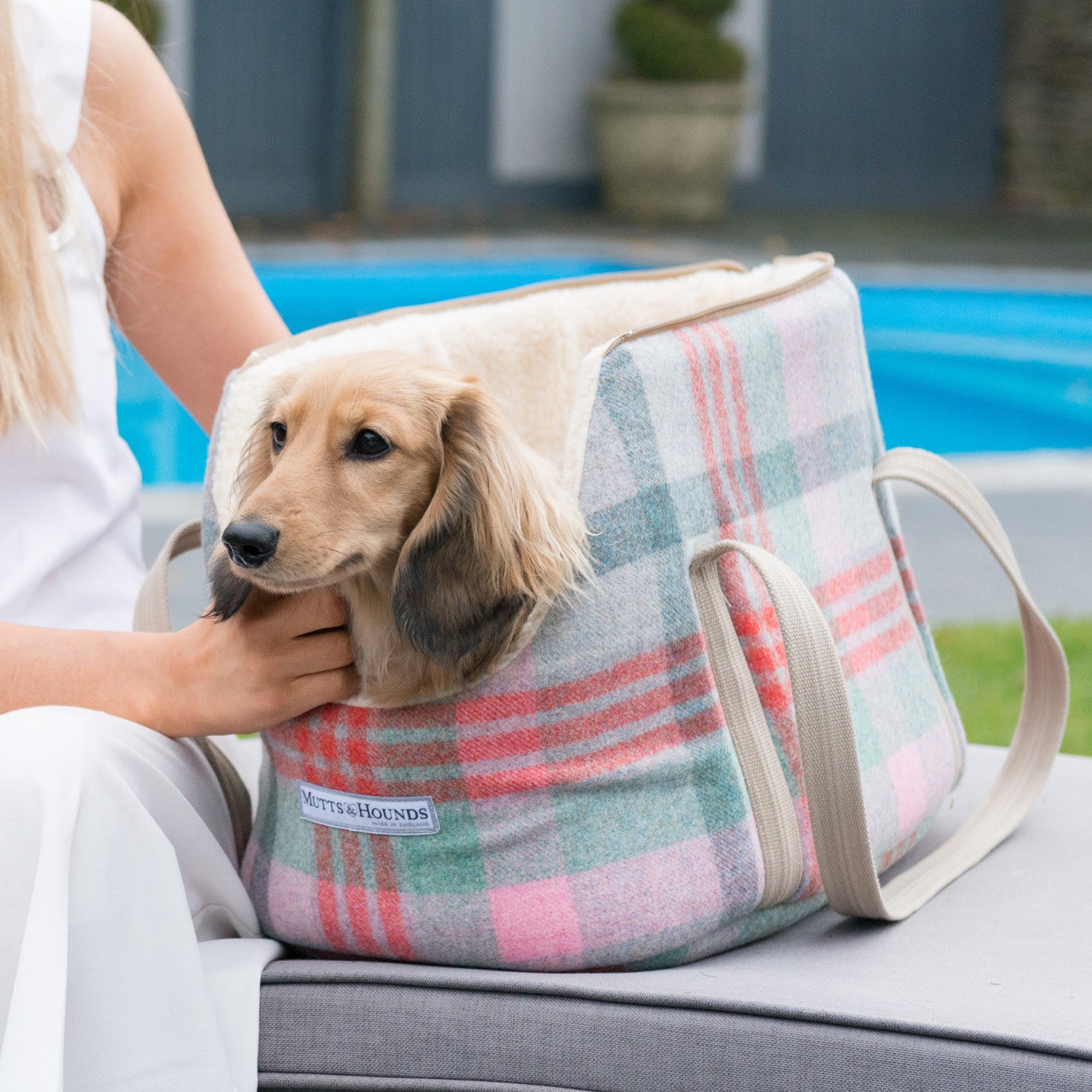 Macaroon Check Tweed Dog Carrier