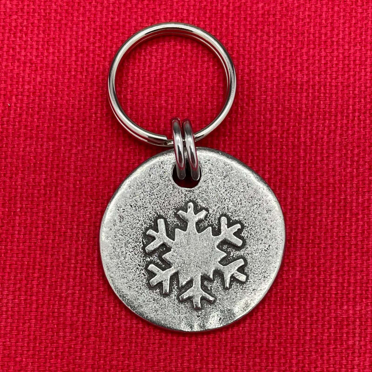 Snowflake Motif Pewter Dog Tag